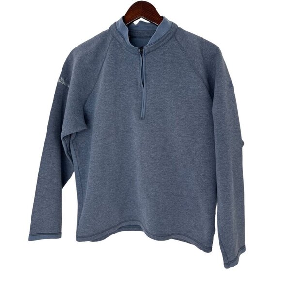 Adidas Golf 1/4 Zip Medium Blue Club Sweatshirt Pullover Performance-Cobblestone - Picture 1 of 6